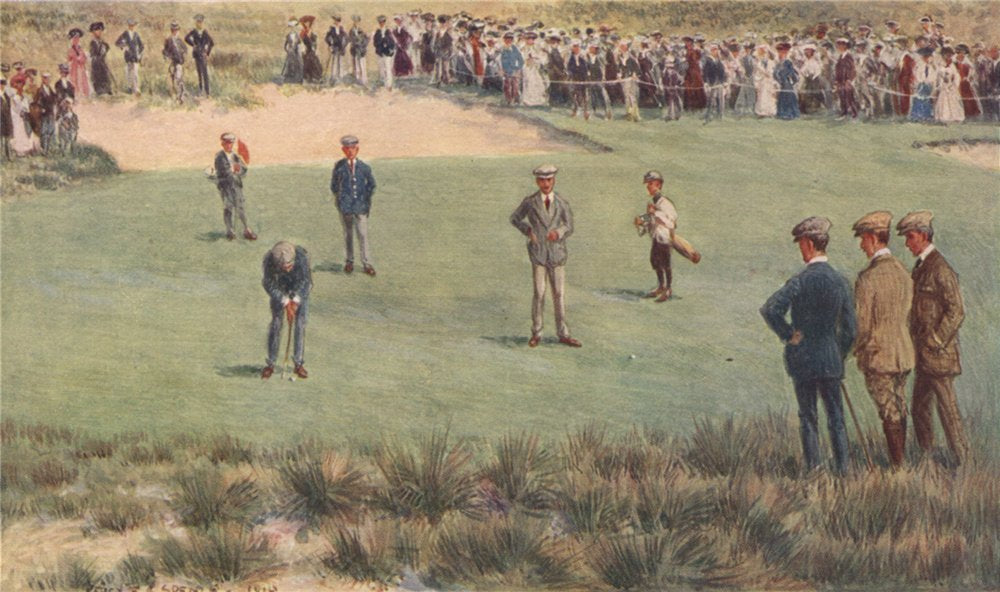 'A Golf Championship' by Percy Spence. Australia 1910 old antique print